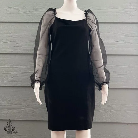almost famous black dress ALMOST FAMOUS Womens Black Ribbed Cut Out Sleeveless Halter Below The Knee  Party Body Con Dress M